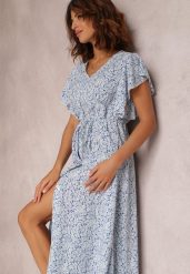 Niebieska Sukienka Thelliopis. Niebieskie sukienki damskie Renee, l, bez wzorów, boho, bez kołnierzyka, bez ramiączek, maxi, rozkloszowane. W wyprzedaży za 76.99 zł.