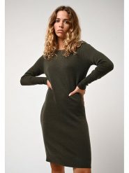 AUTHENTIC CASHMERE Kaszmirowa sukienka "Armet" w kolorze khaki rozmiar: M. Brązowe sukienki damskie AUTHENTIC CASHMERE, m, bez wzorów, z kaszmiru, bez kołnierzyka, bez ramiączek, mini. Za 439.24 zł.
