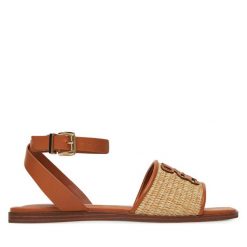 Sandały Nine West. Brązowe sandały damskie Nine West, bez wzorów, bez obcasa, na płaskiej podeszwie. Za 117.99 zł.