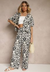Czarny Wiskozowy Komplet w Ornamentalny Print Koszula i Szerokie Spodnie Sarilsa. Czarne koszule damskie Renee, bez wzorów, z materiału, eleganckie. Za 74.99 zł.