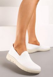 Białe Tenisówki w Stylu Mokasynów Sportowych z Elastyczną Cholewką Meeporis. Białe trampki i tenisówki damskie Born2be, bez wzorów, z bawełny. Za 49.99 zł.