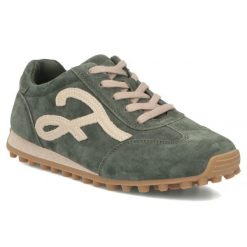 Skórzane półbuty damskie sneakersy zamszowe zielone Filippo DP7961. Zielone półbuty damskie Filippo, bez wzorów, ze skóry, bez obcasa. Za 209.99 zł.