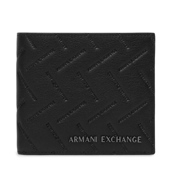 Portfel Armani Exchange. Czarne portfele męskie Armani Exchange, bez wzorów. Za 349.99 zł.