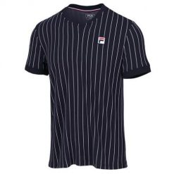 Koszulka sportowa męska Fila Stripes. Niebieskie t-shirty sportowe męskie Fila, l, z tkaniny, bez ramiączek, na fitness i siłownię. Za 341.00 zł.