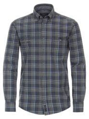 CASAMODA Koszula - Casual fit - w kolorze granatowo-oliwkowym rozmiar: L. Brązowe koszule męskie CASAMODA, l, bez wzorów, z bawełny, bez kołnierzyka, bez ramiączek. Za 86.99 zł.