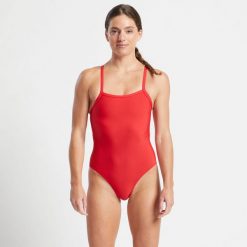 Strój pływacki jednoczęściowy damski FINIS Skinback Solid. Czerwone stroje jednoczęściowe damskie FINIS, xs, bez wzorów. Za 179.99 zł.