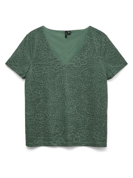 Vero Moda Koszulka w kolorze zielonym rozmiar: XS. Zielone bluzki damskie Vero Moda, xs, bez wzorów, bez kołnierzyka. Za 85.95 zł.
