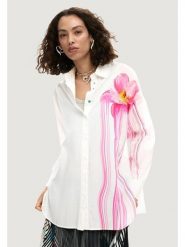 Desigual Koszula Gloss 26SWCW18 Biały Regular Fit. Białe koszule damskie Desigual, m, bez wzorów, z bawełny, bez kołnierzyka, bez ramiączek. Za 429.99 zł.
