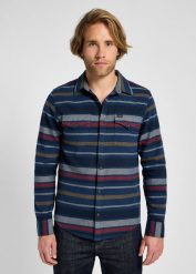 LEE MĘSKA KOSZULA CLEAN WESTERN SHIRT MOOD INDIGO 112355750 L66R014445. Niebieskie koszule męskie Lee, l, bez wzorów, bez kołnierzyka, bez ramiączek. Za 179.99 zł.