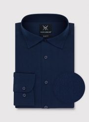 PAKO LORENTE – Granatowa bawełniana koszula męska. Koszule męskie Pako Lorente, m, bez wzorów, z bawełny, bez kołnierzyka, bez ramiączek. Za 119.99 zł.