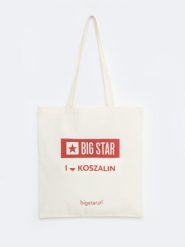 Torba bawełniana unisex Koszalin 102. Białe torebki klasyczne damskie Big Star, z aplikacjami, z bawełny, z nadrukiem, bez dodatków. Za 4.99 zł.