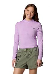 Columbia Koszulka funkcyjna "Open Water" w kolorze fioletowym rozmiar: XL. Różowe topy sportowe damskie Columbia, xl, bez wzorów, z materiału, bez ramiączek. Za 78.84 zł.