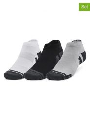 Under Armour Skarpety sportowe (3 pary) "Performance Tech" w kolorze szaro-czarnym rozmiar: M. Czarne skarpetki męskie Under Armour, bez wzorów, z materiału. Za 64.95 zł.
