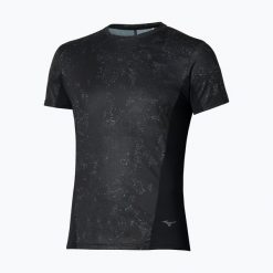 Koszulka do biegania męska Mizuno Active DryAeroFlow Graphic. Czarne t-shirty sportowe męskie Mizuno, m, z poliesteru, bez ramiączek, do biegania. Za 229.99 zł.