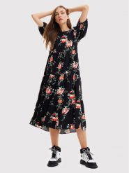 Desigual Sukienka codzienna Florencia 22WWVW60 Czarny Relaxed Fit. Czarne sukienki damskie Desigual, na co dzień, m, bez wzorów, z wiskozy, bez kołnierzyka, bez ramiączek, proste. Za 319.99 zł.