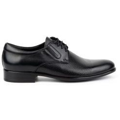 Kampol Buty męskie wizytowe skórzane 324KAM czarne. Czarne buty wizytowe męskie bez zapięcia. Za 362.62 zł.