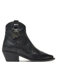KARL LAGERFELD Botki Kansas KL33265 Czarny. Czarne botki damskie Karl Lagerfeld, ze skóry, bez obcasa, na słupku, bez zapięcia. Za 999.99 zł.
