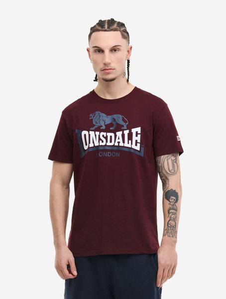 T-shirt Lonsdale Lion Two Tone. Czerwone t-shirty męskie Lonsdale, m, bez wzorów, z bawełny, bez kołnierzyka. Za 138.50 zł.