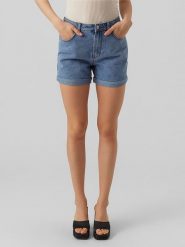 Vero Moda Szorty dżinsowe "Zuri" w kolorze niebieskim rozmiar: XS. Niebieskie szorty damskie Vero Moda, z aplikacjami, ze skóry, klasyczne, z podwyższonym stanem. Za 57.20 zł.