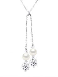 Mitzuko Srebrny naszyjnik "Duo" z perłami - dł. 42 cm rozmiar: onesize. Białe naszyjniki damskie Mitzuko, srebrne. Za 278.45 zł.