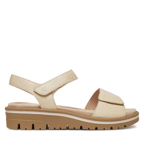 Sandały Caprice. Białe sandały damskie Caprice, bez wzorów, bez obcasa, na koturnie. Za 169.99 zł.