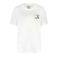 Koszulka damska DIADORA L.T-SHIRT SS FLOSS. Białe bluzki sportowe damskie Diadora, l, bez wzorów, bez ramiączek. Za 39.99 zł.