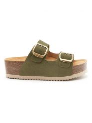 Mandel Skórzane klapki w kolorze khaki rozmiar: 37. Brązowe klapki damskie Mandel, bez wzorów, ze skóry, bez obcasa, na platformie. Za 166.88 zł.