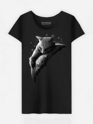 WOOOP Koszulka "Moon Cat" w kolorze czarnym rozmiar: S. Czarne bluzki damskie Wooop, s, bez wzorów, z bawełny, bez kołnierzyka, bez ramiączek. Za 56.99 zł.