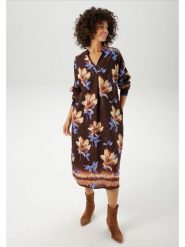 Aniston Sukienka w kolorze ciemnobrązowo-karmelowym rozmiar: 48. Brązowe sukienki damskie Aniston, bez wzorów, z wiskozy, bez kołnierzyka, bez ramiączek, maxi. Za 96.83 zł.