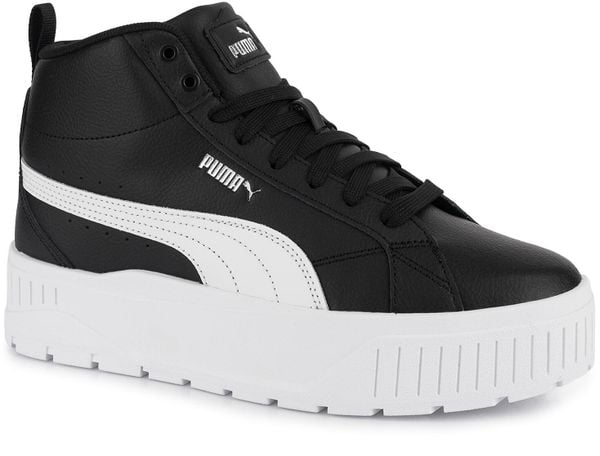 Buty sportowe sneakersy damskie wysokie na platformie PUMA KARMEN II MID 397459-. Białe buty sportowe na co dzień damskie Puma, z aplikacjami, z materiału, trekkingowe. Za 209.00 zł.