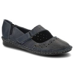 Granatowe Półbuty Lanqier Damskie Modne Skórzane Buty. Niebieskie półbuty damskie Lanqier, bez wzorów, ze skóry, bez obcasa, na platformie. Za 159.00 zł.