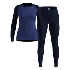 Bielizna termoaktywna - zestaw Odlo Set ACTIVE WARM Special Set. Niebieskia bielizna termoaktywna damska Odlo, bez wzorów. Za 479.99 zł.
