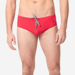 Slipki pływackie męskie Nabaiji 100 Plus. Czerwone kąpielówki męskie NABAIJI, m, bez wzorów, z materiału, do pływania. Za 34.99 zł.