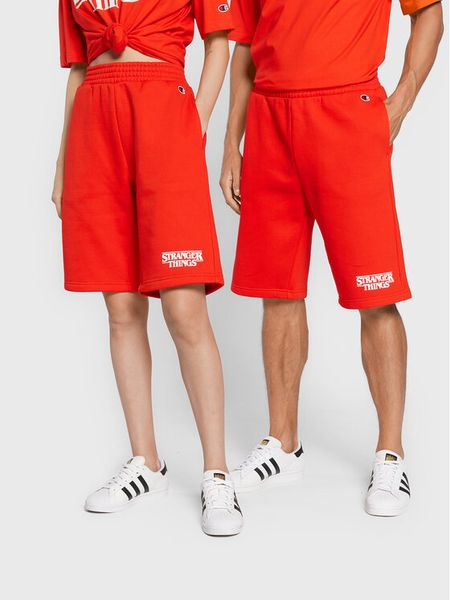 Champion Szorty sportowe Unisex STRANGER THINGS 217782 Czerwony Regular Fit. Czerwone szorty męskie CHAMPION, m, z bawełny. Za 130.00 zł.