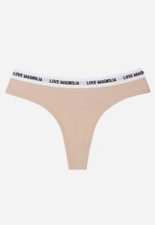 Beżowe Majtki Stringi z Bawełną Ozdobione Napisami Amero. Brązowe stringi damskie Renee, l, bez wzorów, z bawełny. Za 7.99 zł.