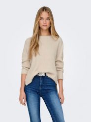 ONLY Sweter w kolorze beżowym rozmiar: M. Brązowe swetry klasyczne damskie Only, m, ze splotem, bez kołnierzyka. Za 136.45 zł.