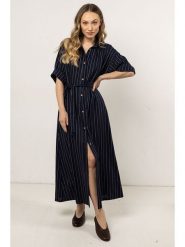 Awama Sukienka w kolorze granatowym rozmiar: M. Niebieskie sukienki damskie Awama, na co dzień, m, bez wzorów, bez kołnierzyka, bez ramiączek, maxi, proste. Za 222.99 zł.