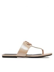 Calvin Klein Jeans Japonki Flat Sandal Slide Toepost Mg Met YW0YW01342 Różowy. Czerwone klapki damskie Calvin Klein Jeans, bez wzorów, z jeansu, bez obcasa. Za 249.99 zł.