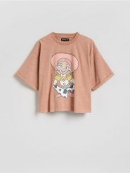 T-shirt Toy Story - beżowy. Brązowe koszulki dziewczęce Reserved, bez wzorów, z bawełny, bez ramiączek. Za 45.99 zł.