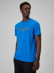 4F T-shirt regular z nadrukiem męski - niebieski 3XL. Niebieskie t-shirty męskie 4f, m, bez wzorów, z bawełny, bez kołnierzyka. Za 69.99 zł.