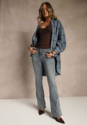 Niebieskie Jeansy o Fasonie Flare Regular Waist Setava. Niebieskie jeansy damskie Renee. Za 119.99 zł.