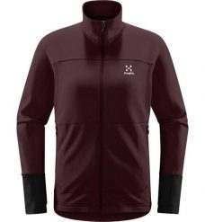 HAGLOFS Bluza damska BETULA JACKET WOMEN Burgundy Brown/True Black-L. Czarne bluzy sportowe damskie Haglöfs, l, bez wzorów, z dzianiny, bez ramiączek, bez kaptura. Za 262.40 zł.