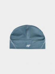 4F Czapka do biegania uniseks - turkusowa L/XL. Niebieskie czapki męskie 4f, bez wzorów, z elastanu, klasyczne. W wyprzedaży za 29.99 zł.