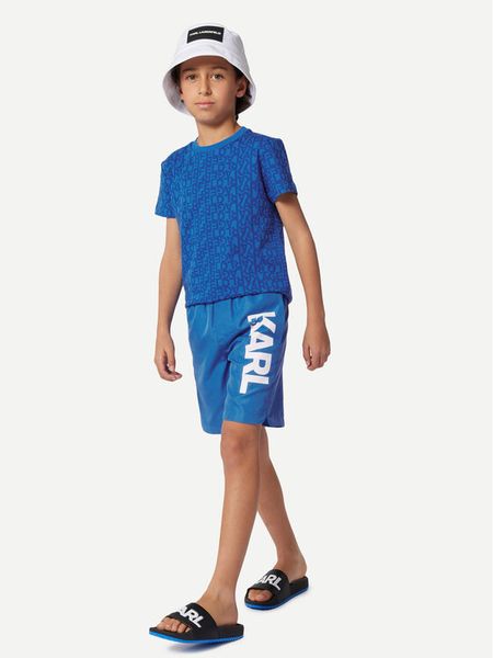 Karl Lagerfeld Kids T-Shirt Z30036 S Niebieski Regular Fit. Niebieskie t-shirty chłopięce Karl Lagerfeld Kids, bez wzorów, z bawełny, bez ramiączek. Za 139.99 zł.