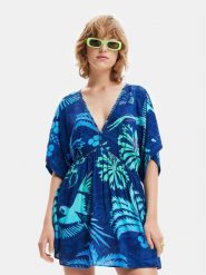 Desigual Sukienka letnia 23SWMW18 Granatowy Regular Fit. Niebieskie sukienki damskie Desigual, na lato, xl, bez wzorów, z wiskozy, bez kołnierzyka, bez ramiączek. Za 249.99 zł.