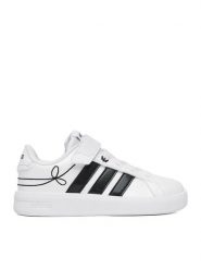Adidas Sneakersy CEO-GRAND COURT 3.0 EL C KH8835 Biały. Białe buty sportowe dziewczęce Adidas, bez wzorów, ze skóry, bez zapięcia. Za 169.99 zł.