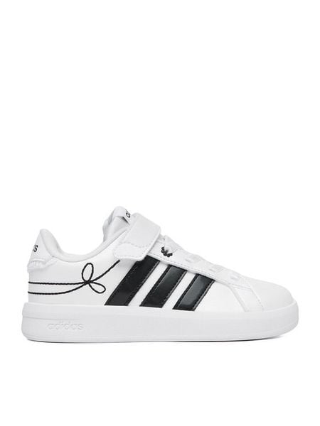 Adidas Sneakersy CEO-GRAND COURT 3.0 EL C KH8835 Biały. Białe buty sportowe dziewczęce Adidas, bez wzorów, ze skóry, bez zapięcia. Za 169.99 zł.