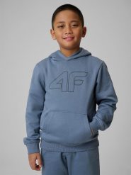 Bluza dresowa regular z kapturem chłopięca 4F 4FJRSS26TSWSM2748. Niebieskie bluzy z kapturem męskie 4f, z bawełny. Za 80.99 zł.