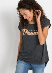 Długi T-shirt z mieszanki wiskozy. Zielone t-shirty damskie bonprix, bez wzorów, z wiskozy, bez kołnierzyka. Za 77.99 zł.