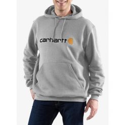 Bluza z kapturem męska Carhartt Signature Logo Sweatshirt. Niebieskie bluzy z kapturem męskie Carhartt, m. Za 277.99 zł.